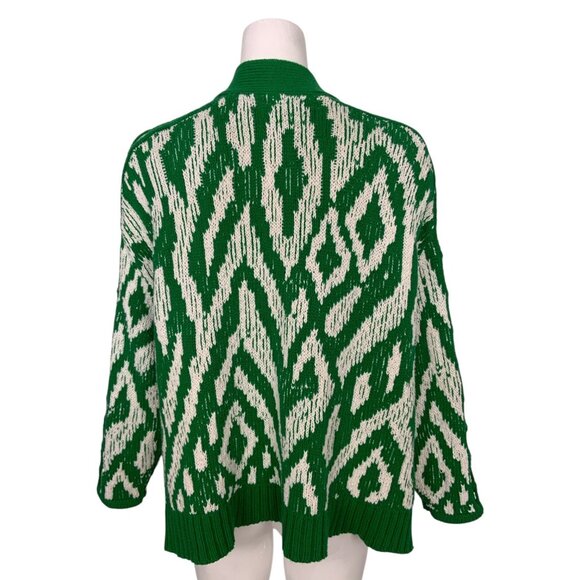 Anthropologie Krisha Cardigan Sweater S Green Crochet Trim - Picture 5 of 16